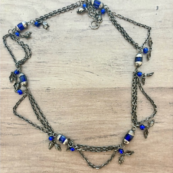 Vintage Blue and Silver Necklace - Picture 4 of 5